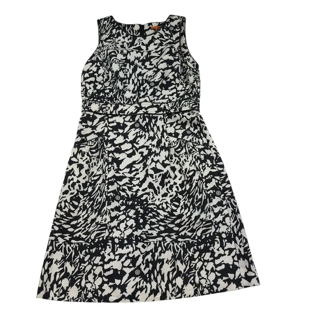 Tory Burch Silk Blend Animal Print Logo Print Sleeveless Dress Women's Size 2